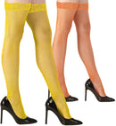 Neon Lace Top Fishnet Thigh Highs 4 Colors Ass.: Pink, Yellow, Orange, Green