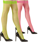 Neon Lace Top Fishnet Thigh Highs 4 Colors Ass.: Pink, Yellow, Orange, Green