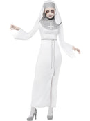 Haunted Asylum Nun Costume Adult White Dress Belt and Headpiece 4