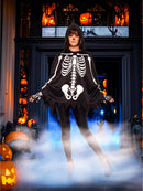 Skeleton Kit Unisex Adult Black Hooded Poncho and Fingerless Gloves 5