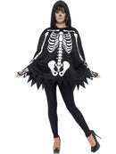 Skeleton Kit Unisex Adult Black Hooded Poncho and Fingerless Gloves 1