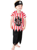 Toddler Jolly Pirate Costume Striped Top Black Trousers Bandana 4