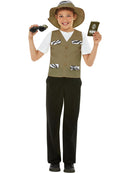 Explorer Kit Costume Kids Beige Waistcoat Hat Binoculars Passport and Badges 4
