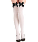 White Thigh Highs With Satin Ribbons 70 Den