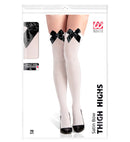 White Thigh Highs With Satin Ribbons 70 Den