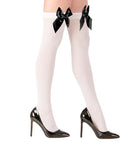 White Thigh Highs With Satin Ribbons 70 Den
