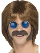Hippie Disguise Set Adult Brown Self Adhesive Porkchop Sideburns and Moustache 1