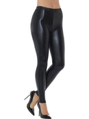 80s Metallic Disco Leggings Footless Black Adult Costume Accessory 1