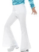 70s Style Flared Trousers White Mens 1