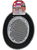 Sequin Top Hat Silver with Elastic Inner Rim Adult Costume Accessory 4
