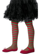 Striped Tights Red and Green Kids Age 6 to 12 Costume Accessory 1