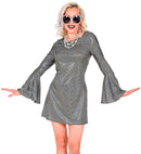 The 70S Disco Style - Silver Squares  Dress 