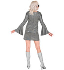 The 70S Disco Style - Silver Squares  Dress 