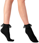 Black Socks With Ruffle Lace Trim 70 Den