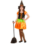 Holographic Sequin Pumpkin Witch  Dress, Hat 