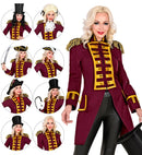 Burgundy Parade Coat For Woman