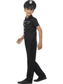 Kids New York Cop Costume Black Top Trousers and Hat 2