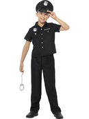 Kids New York Cop Costume Black Top Trousers and Hat 1