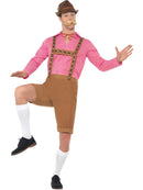 Mr Bavarian Costume Red Checked Shirt and Brown Lederhosen 4