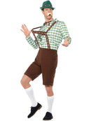 Alpine Bavarian Costume Adult Green Shirt and Brown Lederhosen 4