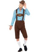 Beer Fest Costume Blue Shirt and Brown Mock Suede Lederhosen 4