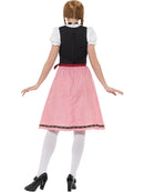 Bavarian Tavern Maid Costume Adult Checkered Red and Black Skirt Dress with Top and Apron 3