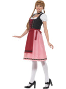 Bavarian Tavern Maid Costume Adult Checkered Red and Black Skirt Dress with Top and Apron 2