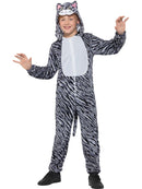Tabby Cat Costume Kids Grey Hooded Jumpsuit 4