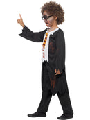 Zombie Student Costume Child Black Robe with Attached Shirt and Tie 3