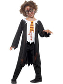 Zombie Student Costume Child Black Robe with Attached Shirt and Tie 1