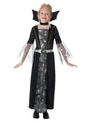 Dark Countess Costume Black Vampire Dress with Collar for Girls 1