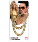 Gangster / Rapper / Pimp Set  Gold Necklace & Bracelet 