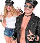 Hard Rock Set Leatherlook  Studded Choker, Bracelet, Fingerglove 