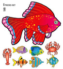 Pk Of 12 Set Of 8 Lobster, Crab & Fish 40 Cm - 8 Styles Ass.