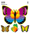 Set Of 4 Neon Butterflies 32 Cm - 4 Styles Ass.