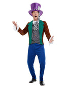 Mad Hatter Costume Adult Multi Coloured Jacket Trousers Hat 3