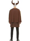 Viking Barbarian Costume Adult Brown Tunic Cape and Helmet 3