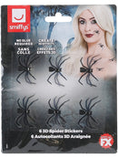 3D Spider Stickers Black 6 pcs Make Up FX 2