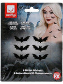 3D Bat Stickers Black Adult FX Make Up 6 Pieces Halloween Decorations 2