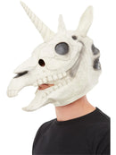 Unicorn Skull Latex Mask White Adult 2