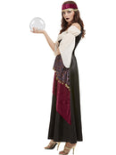 Deluxe Fortune Teller Costume Adult Black Dress With Corset Style Bodice And Attached Cream Mock Shirt 2