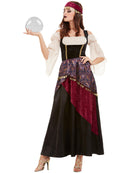 Deluxe Fortune Teller Costume Adult Black Dress With Corset Style Bodice And Attached Cream Mock Shirt 1
