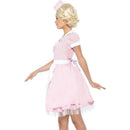 50s Diner Girl Costume Pink Dress Mini Hat 3