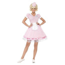 50s Diner Girl Costume Pink Dress Mini Hat 4