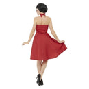 50s Rockabilly Pin Up Costume Adult Halterneck Red Dress with Black Polka Dots 2