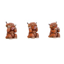 Three Wise Highland Cow Figurines Cows 9.6cm 5