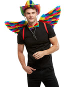 Rainbow Feather Wings Multi Coloured Adult 80cm Costume Accessory 1