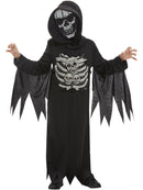 Skeleton Reaper Costume Childs Black Robe and Hooded Mask 1