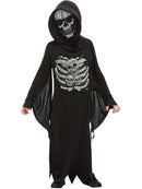 Skeleton Reaper Costume Childs Black Robe and Hooded Mask 2