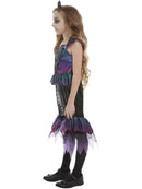 Dark Mermaid Costume Child Purple Fishtail Dress with Skeleton Print and Organza Trim 3